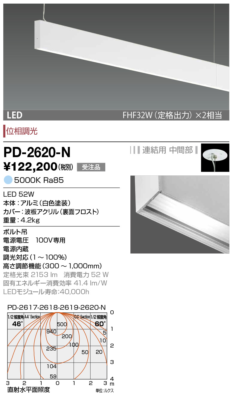 山田照明(YAMADA） PD-2628-N アンビエント LED一体型 白色 位相調光